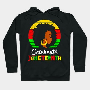 Womens Juneteenth Afro Woman Black Queen African American Melanin Hoodie